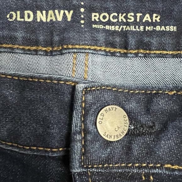 Old Navy‎ Rockstar Jeans 8 Short Mid Rise Skinny Stretch Dark Wash Denim Womens - Picture 2 of 8